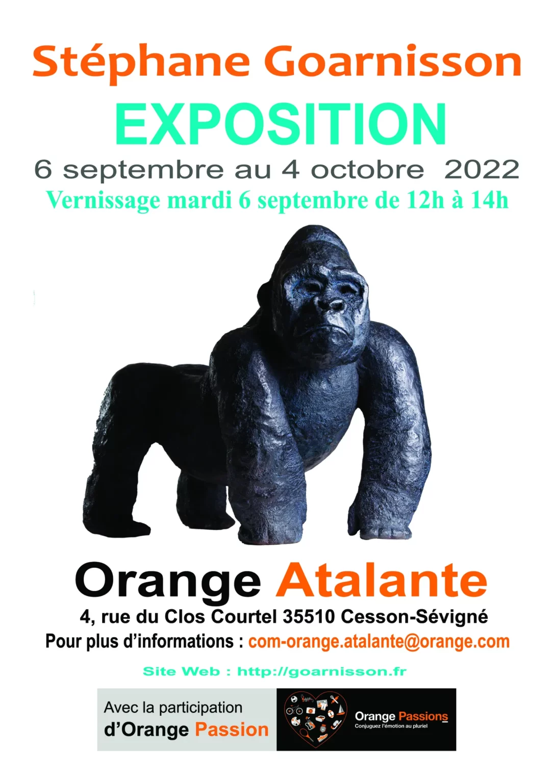 Exposition du 6 septembre au 4 octobre 2022 à Orange Atalante